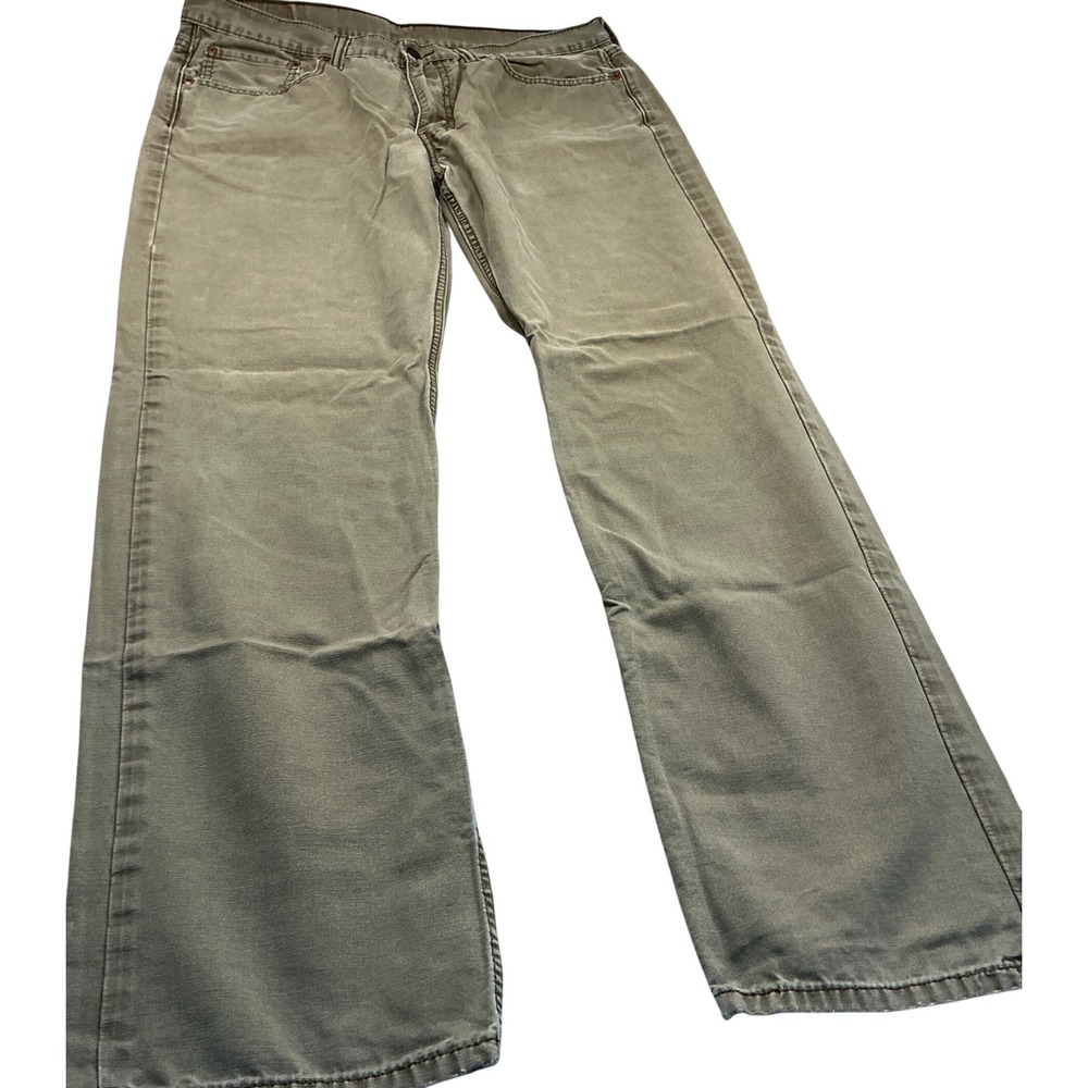 Levi's 514 Straight Fit Pants Khaki Green Canvas 36x34 Mens Workwear